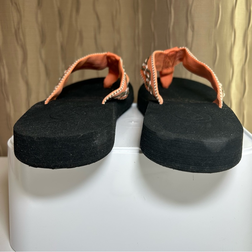 Reef Flip Flops Women's 7 Coral Orange Black Woven Strap Lightweight Comfy NWOT - Picture 6 of 13